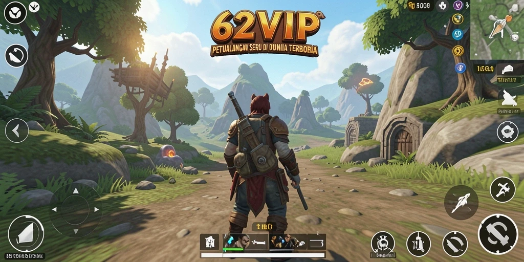 Screenshot gameplay 62VIP menampilkan eksplorasi dunia terbuka yang mengesankan.