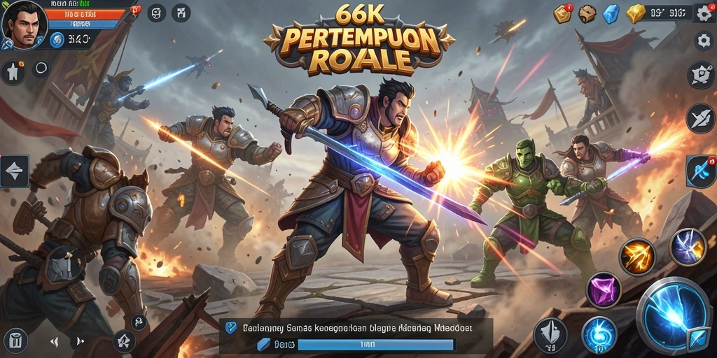 Screenshot gameplay menampilkan aksi Battle Royale yang mendebarkan.