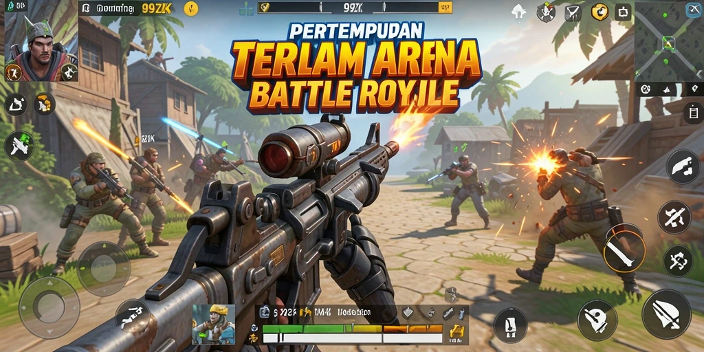 Tampilan gameplay epic dalam pertempuran Battle Royale 99ZK.