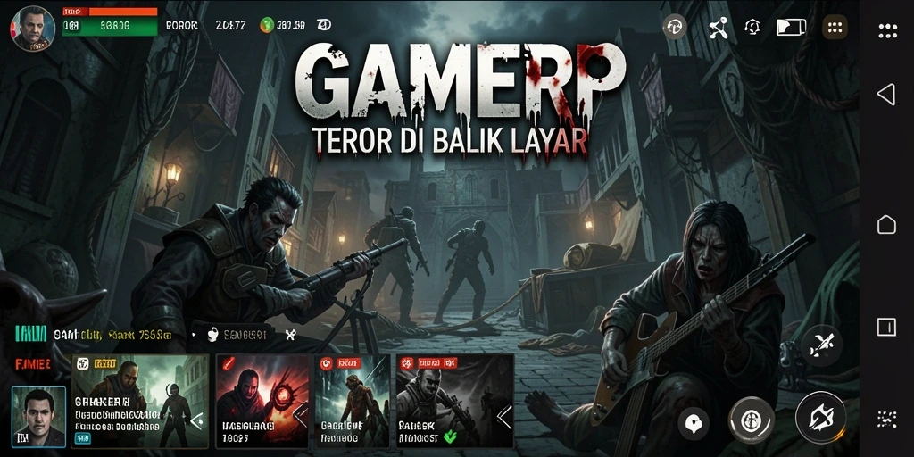Tampilan gameplay GAMERP yang menegangkan dan misterius.