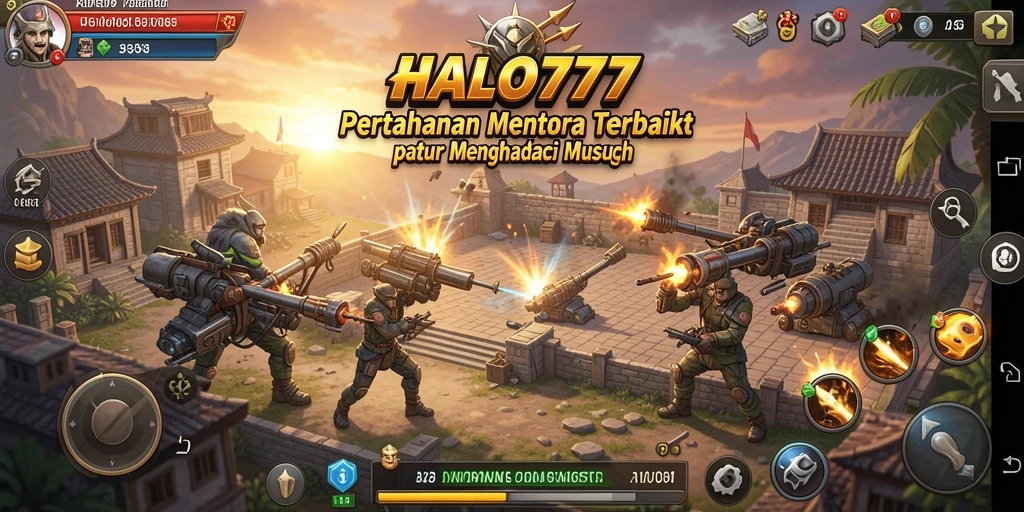 Tampilan gameplay menegangkan dalam HALO777 saat mempertahankan menara.