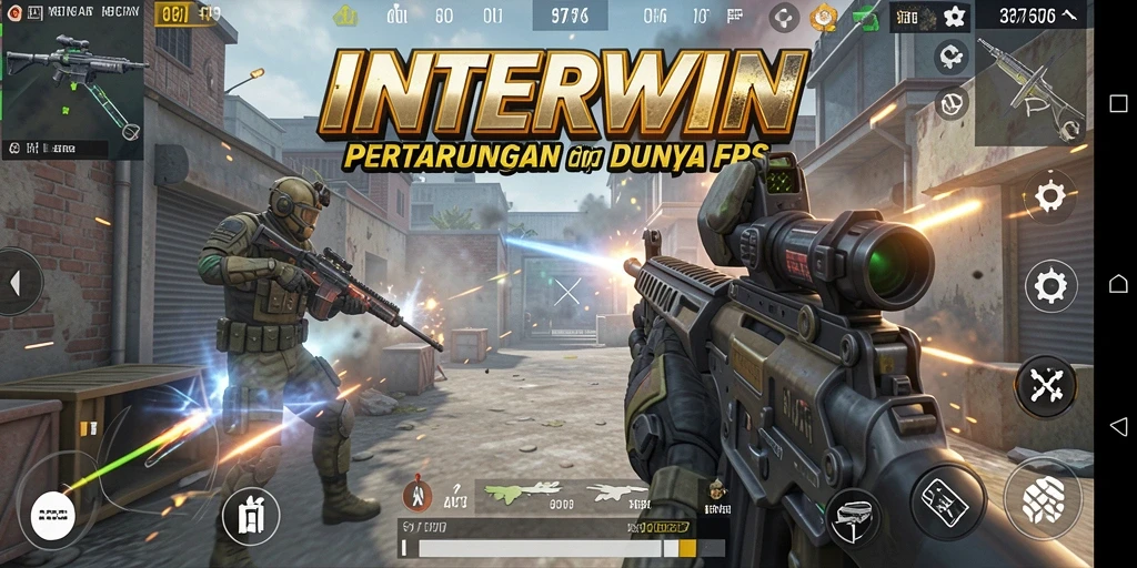 Tampilan gameplay INTERWIN yang mendebarkan dalam pertempuran FPS.