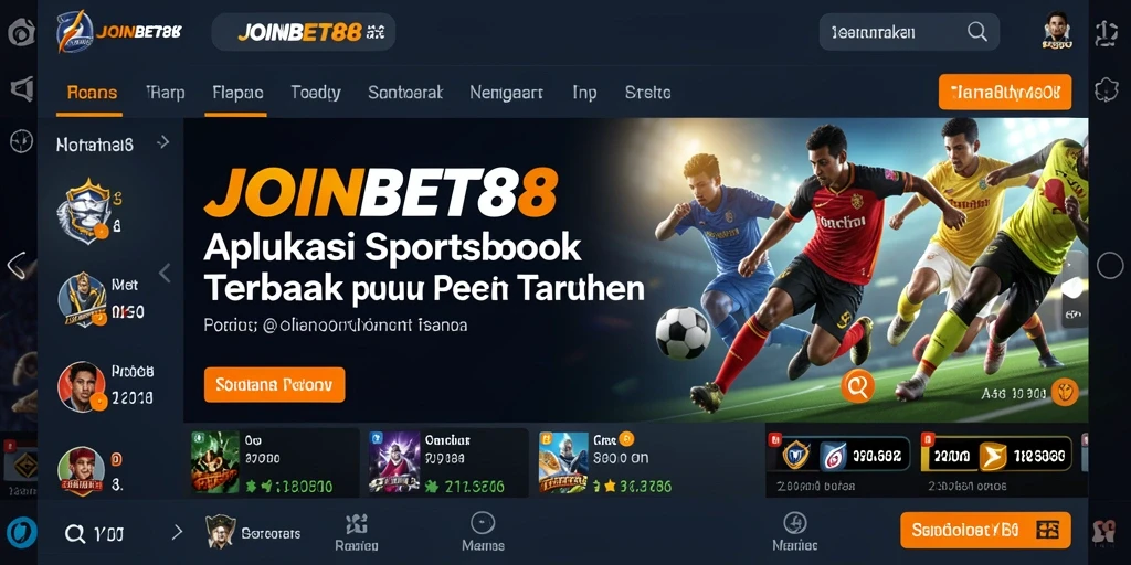 Screenshot JOINBET88 menampilkan antarmuka taruhan olahraga yang dinamis.