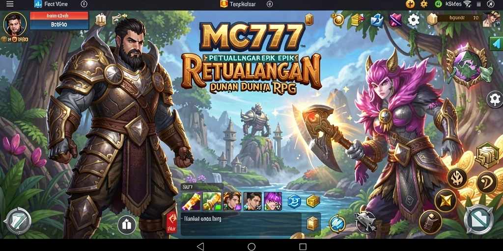Screenshot MC777 menunjukkan pertempuran mendebarkan dalam dunia RPG yang imersif.