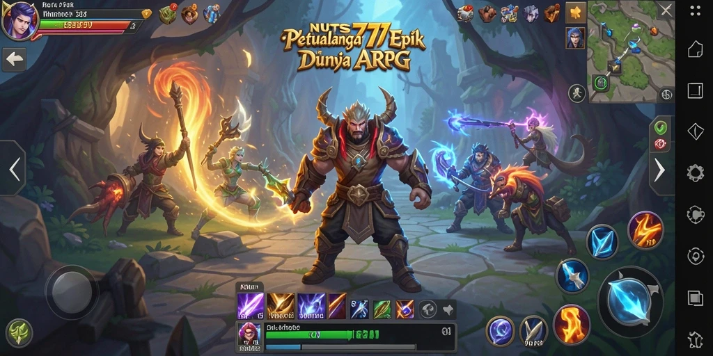 Screenshot mendebarkan dari gameplay ARPG NUTS777 yang menunjukkan aksi pertarungan.