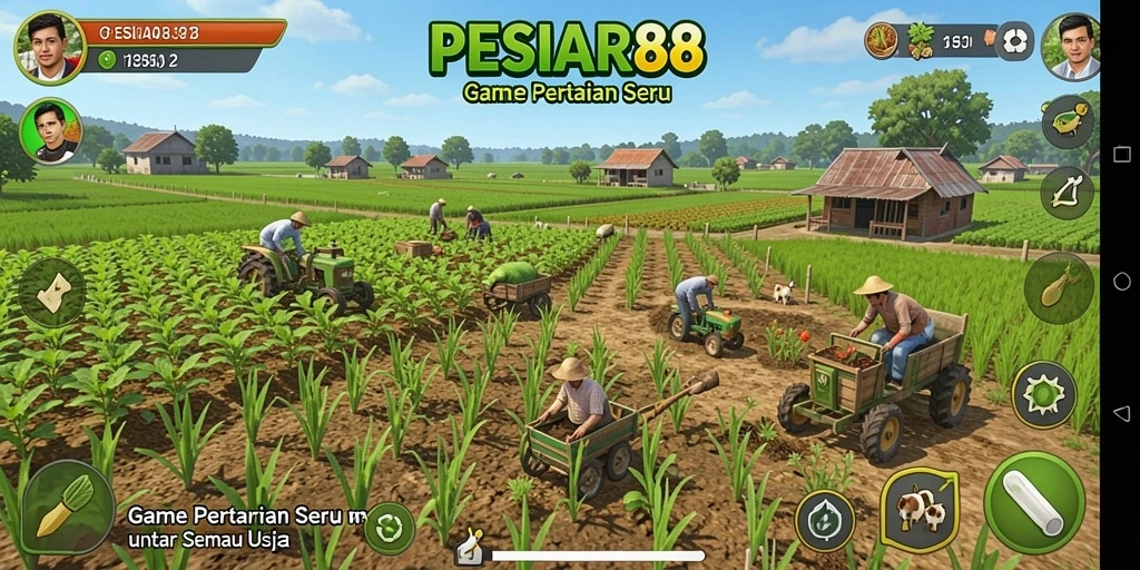 Screenshot PESIAR88 yang menampilkan aktivitas bertani yang menarik.
