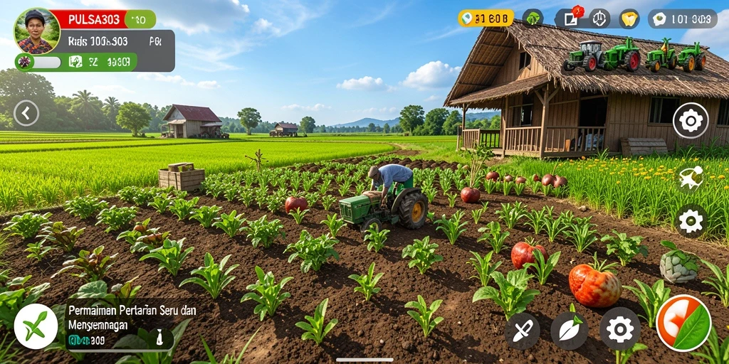 Tampilan menarik dari gameplay PULSA303 yang menggambarkan aktivitas bertani.