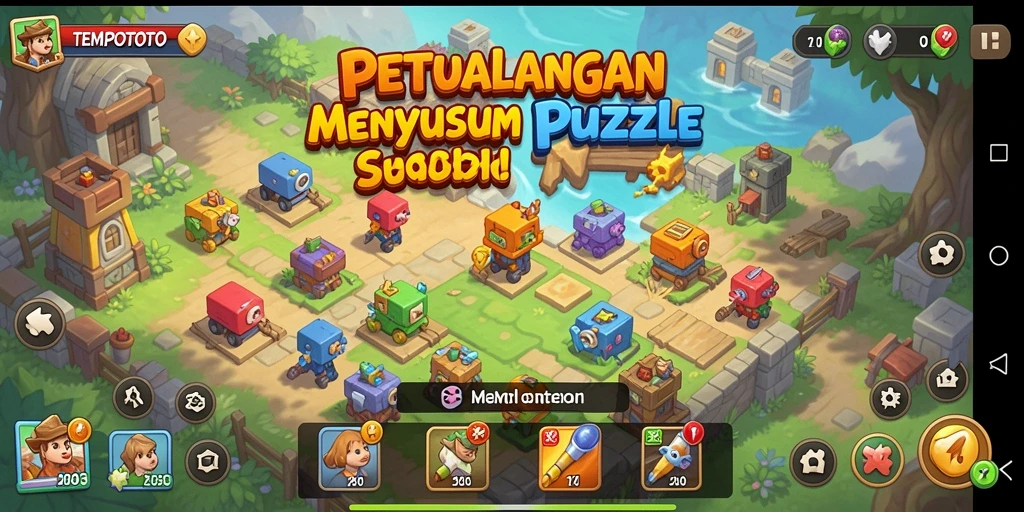 Tampilan gameplay seru dari TEMPOTOTO dengan puzzle menantang.